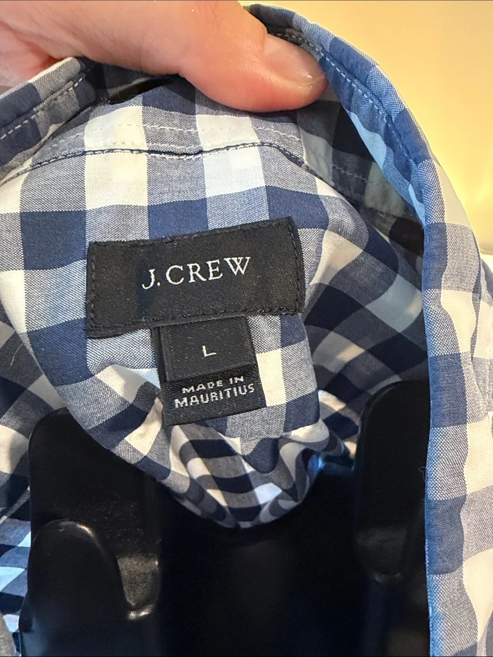 J. Crew Navy and White Gingham Button-Down Shirt